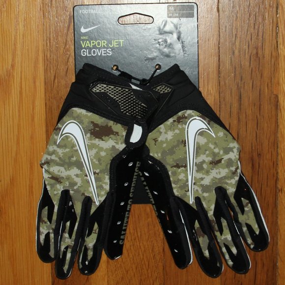 Nike Vapor Jet Salute To Service NFL Football Gloves Mens M Camo New - Picture 2 of 5
